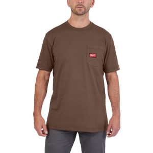 Футболка MILWAUKEE, WTSSBR-XL з кишенею та коротким рукавом, коричнева, (розмір XL)