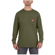 Футболка MILWAUKEE, WTLSGN-XL з кишенею та довгим рукавом, зелена, (розмір XL)