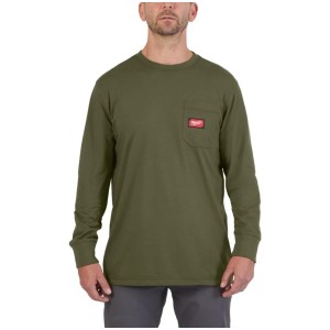 Футболка MILWAUKEE, WTLSGN-XXL з кишенею та довгим рукавом, зелена, (розмір XXL)