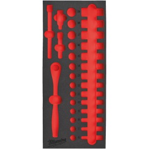 Пінне вкладення з ложементом для головок хромованих 3/8'' (32шт) (45х178,5х417мм) для шаф металевих MILWAUKEE