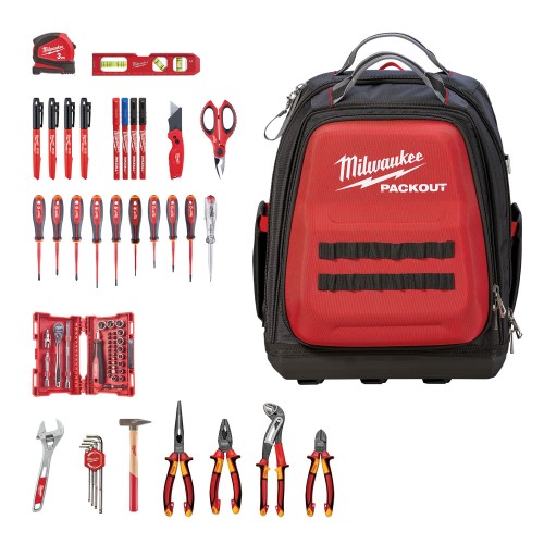 Набір ручного інструменту для електрика (76 одиниць) у рюкзаку PACKOUT MILWAUKEE