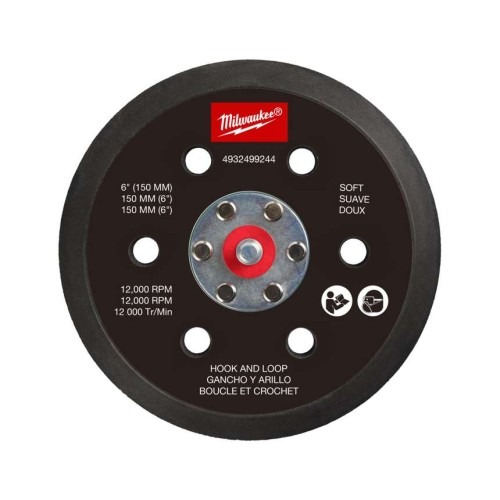 Підошва шліфувальна MILWAUKEE FROSBPSH150, діаметр 150мм, 6 отв. для M12 FROS (м'яка з ліпучкою )