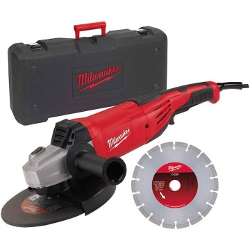 Шліфмашина кутова MILWAUKEE, AG 22-230 DMS DSET, 2200Вт, діаметр 230мм (алмазний диск, захисний кожух, бічна рукоять, опорна та