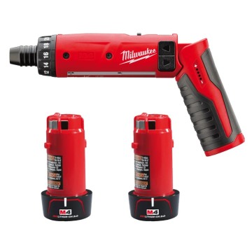 Викрутка акумуляторна MILWAUKEE, M4 D-202B, 5Нм (зарядний пристрій, 2 акумулятори М4 2Аг, картонне пакування)