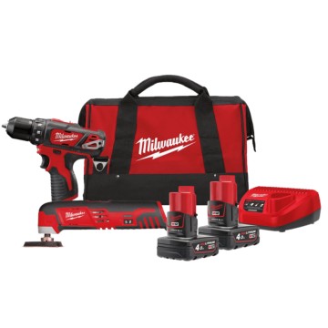 Набір з 2х інструментів акумуляторних MILWAUKEE, M12 BPP2D-402B (зарядний пристрій С12, 2 акумулятори М12 В4 4Аг, дриль-шурупове