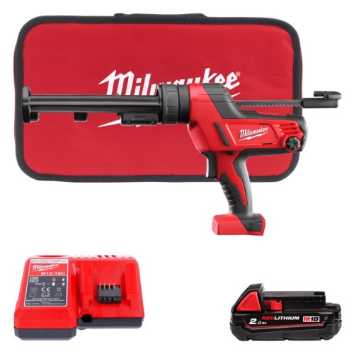 Пістолет для герметиків акумуляторний MILWAUKEE, C18 PCG/310C-201В, 310мл (зарядний пристрій М12-18 С, 1 акумулятор М18 В2 2Аг,