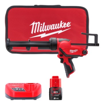 Пістолет для герметиків акумуляторний MILWAUKEE, M12 PCG/310C-201B, 310мл (зарядний пристрій С12 С, 1 акумулятор М12 В2 2Аг, пла