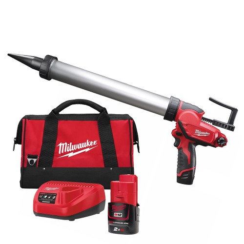 Пістолет для герметиків акумуляторний MILWAUKEE, M12 PCG/600A-201B, 600мл (зарядний пристрій С12 С, 1 акумулятор М12 В2 2Ач, алю