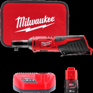 Гайковерт-трещітка акумуляторний 3/8'' MILWAUKEE, M12 IR-201B, 47Нм (зарядний пристрій С12 С, 1 акумулятор М12 В2 2Аг, сумка)