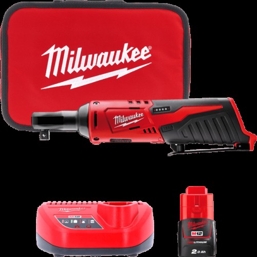 Гайковерт-трещітка акумуляторний 3/8'' MILWAUKEE, M12 IR-201B, 47Нм (зарядний пристрій С12 С, 1 акумулятор М12 В2 2Аг, сумка)