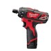 Шуруповерт акумуляторний 1/4'' HEX MILWAUKEE, M12 BD-0 (каркас, кліпса для ременя, картонне пакування)