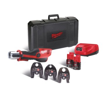 Обтискач гідравлічний акумуляторний для труб MILWAUKEE, M12 HPT-202C M-SET (зарядний пристрій С12 С, 2 аккумулятори М12 В2 2Аг,