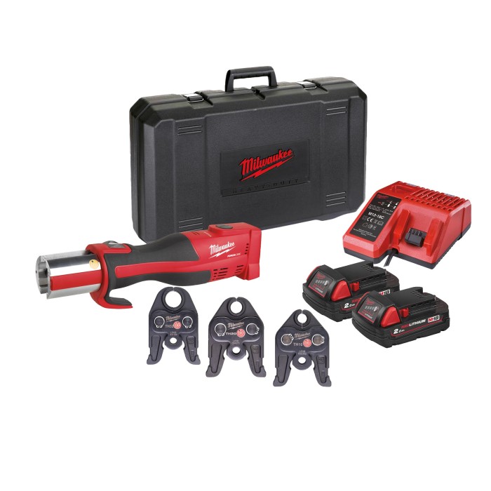 Обтискач гідравлічний акумуляторний для труб MILWAUKEE, M18 BLHPT-202C TH-SET (зарядний пристрій М12-18 С, 2 акумулятори М18 В2 Обтискач гідравлічний акумуляторний для труб MILWAUKEE, M18 BLHPT-202C TH-SET (зарядний пристрій М12-18 С, 2 акумулятори М18 В2