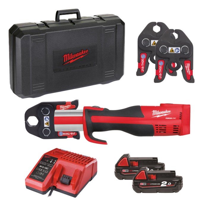 Обтискач гідравлічний акумуляторний для труб MILWAUKEE, M18 BLHPT-202C TH-SET (зарядний пристрій М12-18 С, 2 акумулятори М18 В2 Обтискач гідравлічний акумуляторний для труб MILWAUKEE, M18 BLHPT-202C TH-SET (зарядний пристрій М12-18 С, 2 акумулятори М18 В2