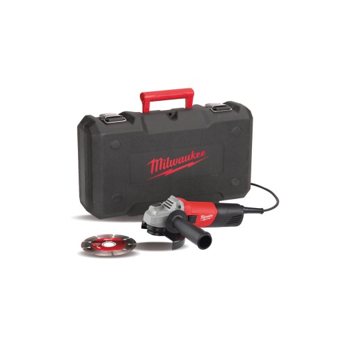 Шліфмашина кутова MILWAUKEE, AG 800-115 E D-SET, 800Вт, діаметр 115мм (диск, захисний кожух, бічна рукоять, опорна та притискна