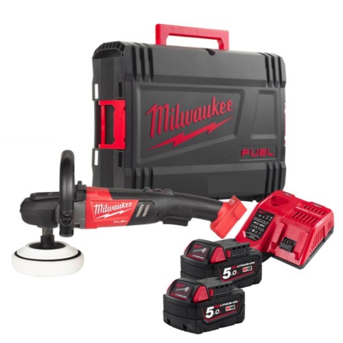 Машина полірувальна кутова акумуляторна безщіткова MILWAUKEE, M18 FAP180-502X, діаметр 180мм (зарядний пристрій M12-18 FC, 2 аку