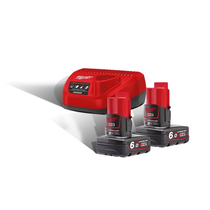 Енергокомплект Li-Ion MILWAUKEE, M12 NRG-602 (зарядний пристрій, 2 акумулятори В6 6Аг, картонне пакування) Енергокомплект Li-Ion MILWAUKEE, M12 NRG-602 (зарядний пристрій, 2 акумулятори В6 6Аг, картонне пакування)