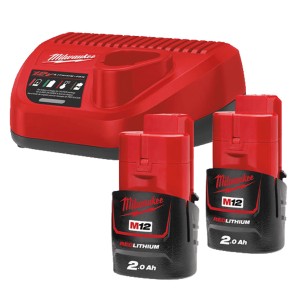 Енергокомплект Li-Ion MILWAUKEE, M12 NRG-202 (зарядний пристрій С12, 2 акумулятори В2 2Аг, картонне пакуванння)