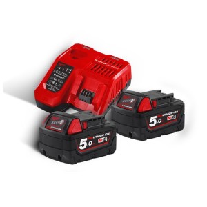 Енергокомплект MILWAUKEE M18 NRG-502 (зарядний пристрій M12-18C, 2 акумулятори М18 В5 5Аг, картонне пакування)