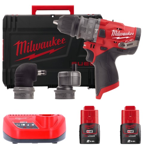 Дриль-шуруповерт з ударом акумуляторний безщітковий MILWAUKEE, M12 FPDXKIT-202X, 37Нм (зарядний пристрій С12 С, 2 акумулятори М1