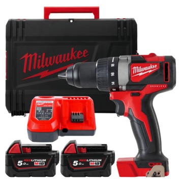 Дриль-шурупокрут акумуляторний безщітковий MILWAUKEE, M18 BLDD2-502X, 82Нм (зарядний пристрій М12-18 FС, 2 акумулятори М18 В5 5А