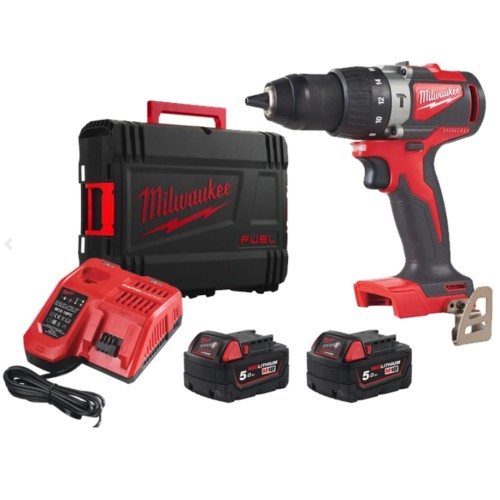 Дриль-шуруповерт з ударом акумуляторний безщітковий MILWAUKEE, M18 BLPD2-502X (зарядний пристрій М12-18 FС, 2 акумулятори М18 В5