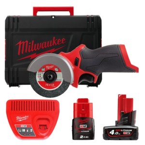 Шліфмашина універсальна відрізна акумуляторна безщіткова MILWAUKEE, M12 FCOT-422X, діаметр 76мм (зарядний пристрій С12 С, 1хМ12