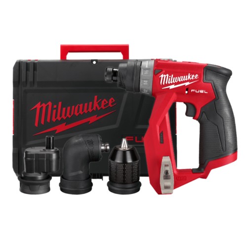 Дриль-шуруповерт акумуляторний MILWAUKEE, M12 FDDXKIT-0X, 34Нм (4 насадки FIXTEC, кліпса для ременя, HD кейс)
