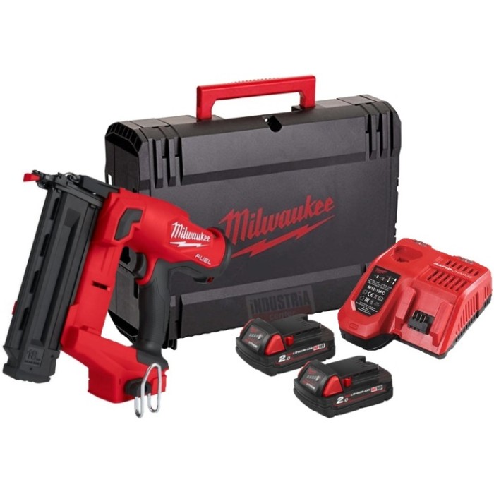 Пістолет цвяхозабивний акумуляторний безщітковий MILWAUKEE, M18 FN18GS-202X (зарядний пристрій M12-18 FC, 2 акумулятори М18 В2 2 Пістолет цвяхозабивний акумуляторний безщітковий MILWAUKEE, M18 FN18GS-202X (зарядний пристрій M12-18 FC, 2 акумулятори М18 В2 2