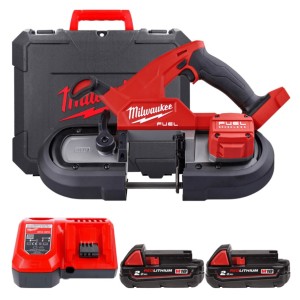 Пила стрічкова акумуляторна MILWAUKEE, M18 FBS85-202C (зарядний пристрій M12-18 FC, 2 акумулятори М18 В2 2Аг, аксесуари, кейс)