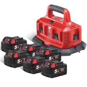 Енергокомплект Li-Ion MILWAUKEE, M18 NRG-506 (зарядний пристрій M1418 C6, 6 акумуляторів М18 В5 5Аг)