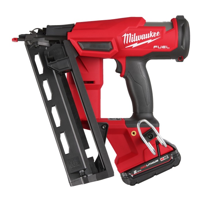Пістолет цвяхозабивний акумуляторний безщітковий MILWAUKEE, M18 FN16GA-202X (зарядний пристрій M12-18 FC, 2 акумулятори М18 В2 2 Пістолет цвяхозабивний акумуляторний безщітковий MILWAUKEE, M18 FN16GA-202X (зарядний пристрій M12-18 FC, 2 акумулятори М18 В2 2