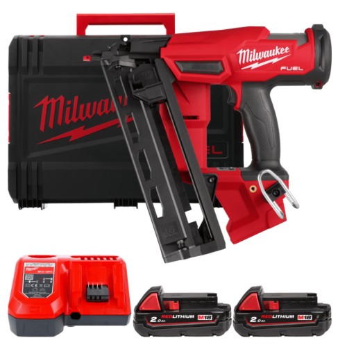 Пістолет цвяхозабивний акумуляторний безщітковий MILWAUKEE, M18 FN16GA-202X (зарядний пристрій M12-18 FC, 2 акумулятори М18 В2 2