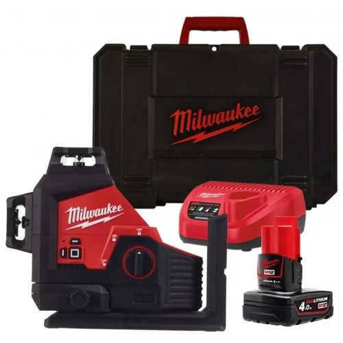 Нівелір лазерний 3D акумуляторний MILWAUKEE, M12 3PL-401C (360 градусів, зелений промінь) (зарядний пристрій С12 С, 1 акумулятор