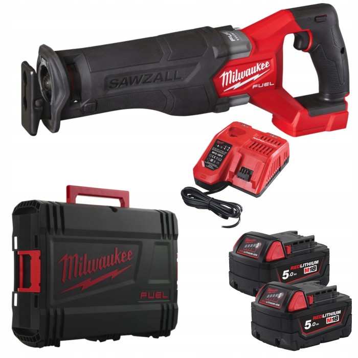 Пила шабельна акумуляторна безщіткова MILWAUKEE, M18 FHZ-502X (зарядний пристрій M12-18 FC, 2 акумулятори М18 В5 5Аг, полотно, H Пила шабельна акумуляторна безщіткова MILWAUKEE, M18 FHZ-502X (зарядний пристрій M12-18 FC, 2 акумулятори М18 В5 5Аг, полотно, H