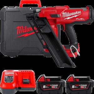 Пістолет цвяхозабивний акумуляторний безщітковий MILWAUKEE M18 FFNS-502C (зарядний пристрій M12-M18 FC, 2 акумулятори M18 B5 5Аг