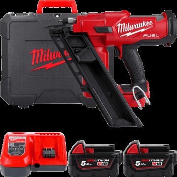 Пістолет цвяхозабивний акумуляторний безщітковий MILWAUKEE M18 FFNS-502C (зарядний пристрій M12-M18 FC, 2 акумулятори M18 B5 5Аг