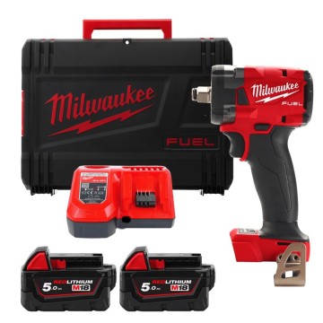 Гайковерт акумуляторний безщітковий 1/2'' MILWAUKEE, M18 FIW2F12-502Х, 339Нм, з кільцем (зарядний пристрій M12-18 FC, 2 акумулят