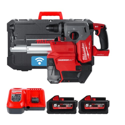 Перфоратор акумуляторний безщітковий SDS-PLUS MILWAUKEE M18 ONEFHXDEL-552C с системою пиловидалення (зарядний пристрій M12-18 FC