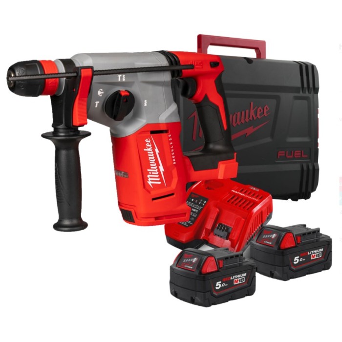 Перфоратор акумуляторний SDS-PLUS MILWAUKEE, M18 BLHX-502X, 2,3 Дж (зарядний пристрій M12-18 FC, 2 акумулятори М18 В5 5Аг, патро Перфоратор акумуляторний SDS-PLUS MILWAUKEE, M18 BLHX-502X, 2,3 Дж (зарядний пристрій M12-18 FC, 2 акумулятори М18 В5 5Аг, патро