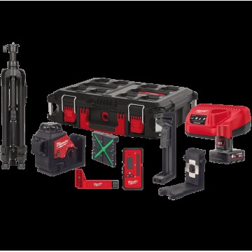 Нівелір лазерний 3D акумуляторний MILWAUKEE, M12 3PLKIT-401P (360 градусів, зелений промінь) (заміна на 4933499379)