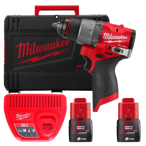 Дриль-шуруповерт акумуляторний безщітковий MILWAUKEE, M12 FDD2-202X (зарядний пристрій С12 С, 2 акумулятори М12 В2 2Аг, кліпса д