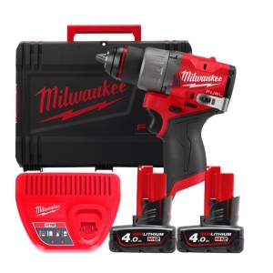 Дриль-шурупокрут акумуляторний MILWAUKEE, M12 FDD2-402X (зарядний пристрій С12 С, 2 акумулятори М12 В4 4Аг, кліпса для ременя, H