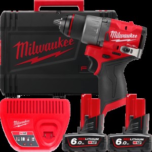 Дриль-шурупокрут акумуляторний безщітковий MILWAUKEE, M12 FDD2-602X (зарядний пристрій С12 С, 2 акумулятори М12 В6 6Аг, кліпса д