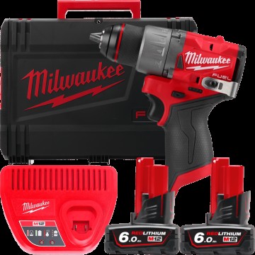 Дриль-шурупокрут акумуляторний безщітковий MILWAUKEE, M12 FDD2-602X (зарядний пристрій С12 С, 2 акумулятори М12 В6 6Аг, кліпса д