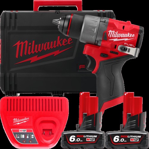 Дриль-шуруповерт акумуляторний безщітковий MILWAUKEE, M12 FDD2-602X (зарядний пристрій С12 С, 2 акумулятори М12 В6 6Аг, кліпса д
