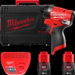 Шурупокрут ударний акумуляторний безщітковий 1/4'' HEX MILWAUKEE, M12 FID2-202Х, 170Нм (зарядний пристрій С12 С, 2 акумулятори М