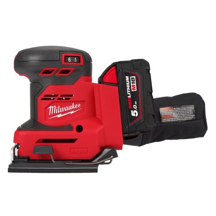 Шліфмашина вібраційна акумуляторна MILWAUKEE, M18 BQSS-502B, 113х104мм (зарядний пристрій М12-18 С, 2 акумулятори М18 В5 5Аг, су Шліфмашина вібраційна акумуляторна MILWAUKEE, M18 BQSS-502B, 113х104мм (зарядний пристрій М12-18 С, 2 акумулятори М18 В5 5Аг, су