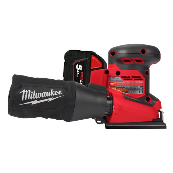 Шліфмашина вібраційна акумуляторна MILWAUKEE, M18 BQSS-502B, 113х104мм (зарядний пристрій М12-18 С, 2 акумулятори М18 В5 5Аг, су Шліфмашина вібраційна акумуляторна MILWAUKEE, M18 BQSS-502B, 113х104мм (зарядний пристрій М12-18 С, 2 акумулятори М18 В5 5Аг, су