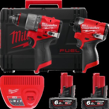 Набір з 2х інструментів безщіткових акумуляторних MILWAUKEE M12 FPP2A2-602X (дриль-шурупокрут з ударом M12 FUEL FPD2-0, гвинтове